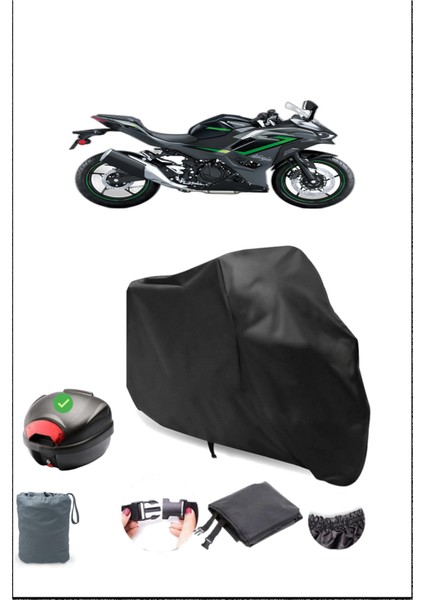 Kawasaki Ninja 500 Se Arka Çanta Uyumlu Siyah Motosiklet Branda Su Geçirmez Dayanıklı Kumaş