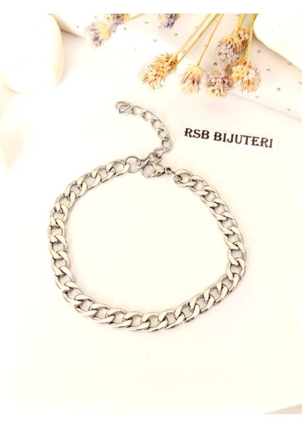 Bileklik Kadın-Erkek Gümüş Kaplama 316 L Çelik + Hediye Paketi