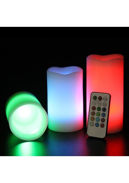 12 Adet Işıklı LED Mum Rgb Kumandalı Renkli LED Işıklı Mum Sevgililer Gününe Özel Dekor Işıklı Mum