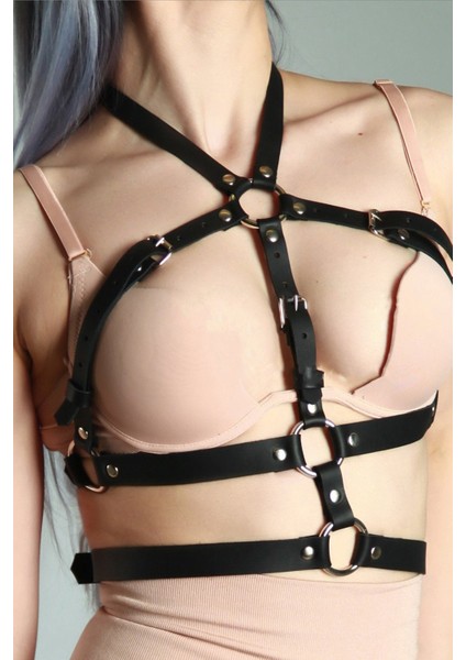 BRF02 Siyah Göğsü Açık Harness Sütyen 1024 (Mulvix)