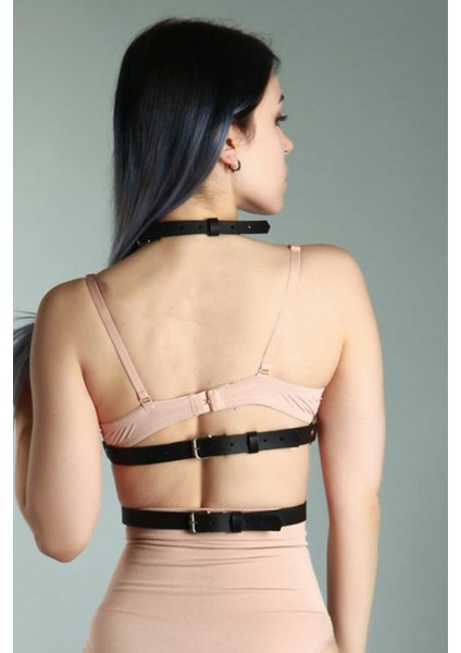 BRF02 Siyah Göğsü Açık Harness Sütyen 1024 (Mulvix)