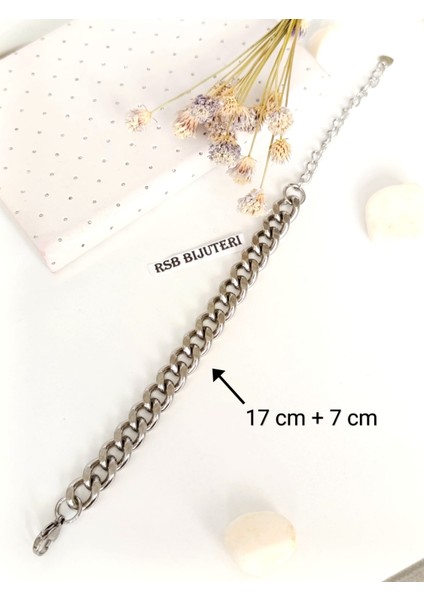 Bileklik Gümüş Kaplama 316 L Çelik + Hediye Paketi fırsatları