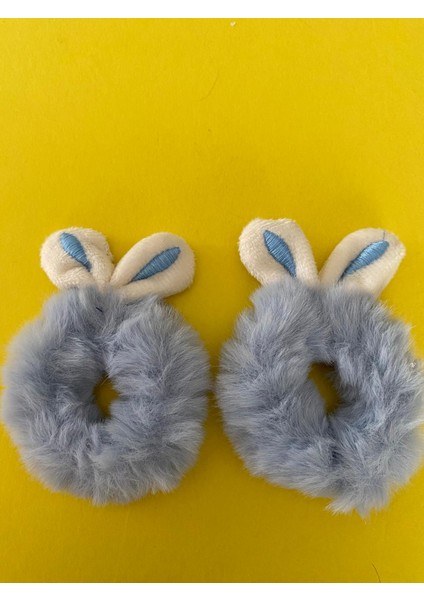 2 Adet Sevimli Mavi Peluş Tavşan Toka