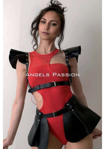 Deri Elbise, Deri Takım Harness Elbise, Dansçı Elbisesi, Sekssi Dansçı Kostüm BRF1001
