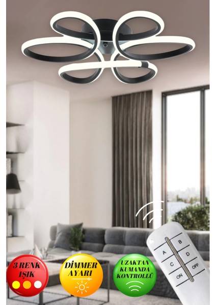 Linup Modern Plafonyer Tavana Sıfır Avize 3 Renk Kumandalı