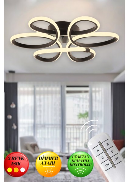 Linup Modern Plafonyer Tavana Sıfır Avize 3 Renk Kumandalı