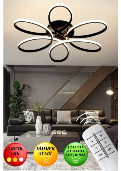 Linup Modern Plafonyer Tavana Sıfır Avize 3 Renk Kumandalı