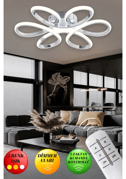 Linup Modern Plafonyer Tavana Sıfır Avize 3 Renk Kumandalı