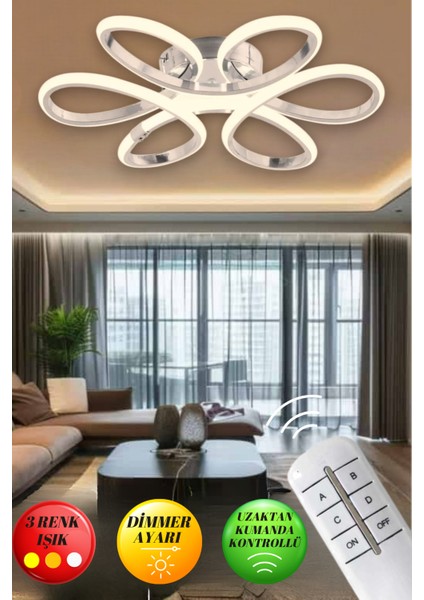 Linup Modern Plafonyer Tavana Sıfır Avize 3 Renk Kumandalı