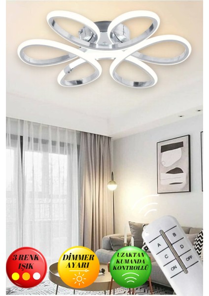 Linup Modern Plafonyer Tavana Sıfır Avize 3 Renk Kumandalı