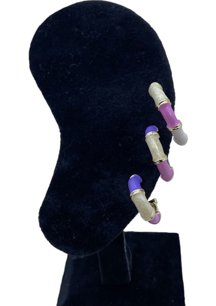 Renkli 3'lü Sallantılı Küpe