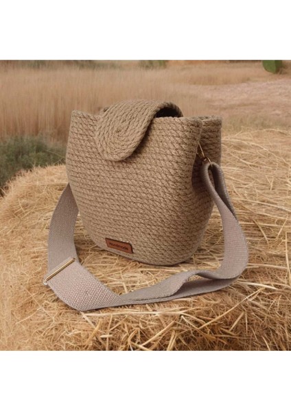 Elyapımı Çanta Hasır Çanta Kadın Omuz Çantası Pamuklu Tasarım Hasır Jüte Özel Tasarım