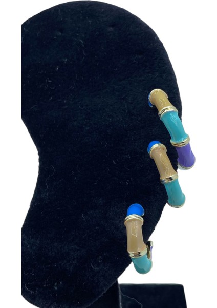 Renkli 3'lü Sallantılı Küpe