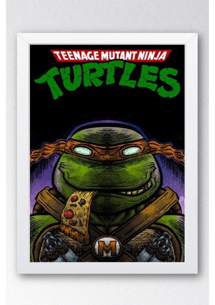 Ninja Kaplumbağalar Michelangelo Çerçeveli Tablo - Teenage Mutant Ninja Turtles Film Posteri Tablo