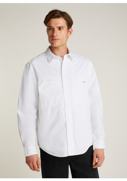 Relaxed Beyaz Erkek Gömlek J30J326721YAF Cotton Poplın Relaxed fiyatları