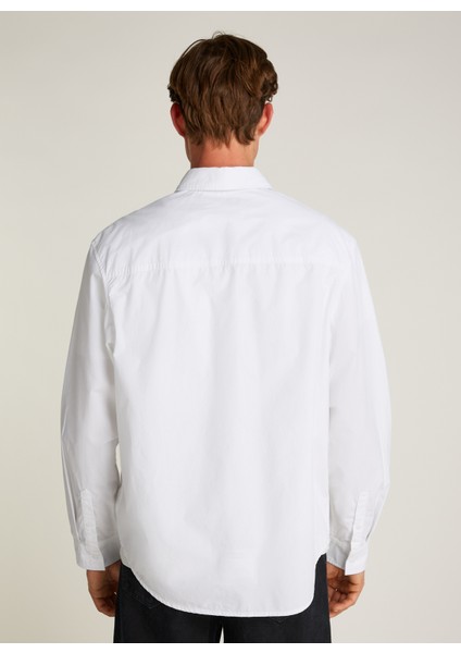 Relaxed Beyaz Erkek Gömlek J30J326721YAF Cotton Poplın Relaxed fırsatları