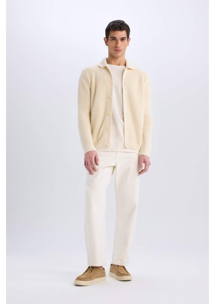 Standart Fit Polo Yaka Düğmeli Triko Hırka E8397AX24CW fiyatları