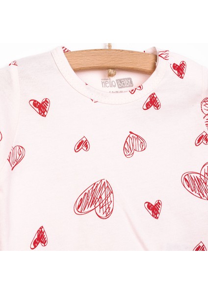 Kız Kalp Desenli Uzun Kol Pijama Takımı modelleri