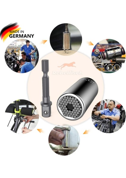 Germany 2'li Set Çok Amaçlı Universal Matkap Ucuna Takılan Evrensel Lokma Anahtar Takımı 7-19 MM Soket fiyatları