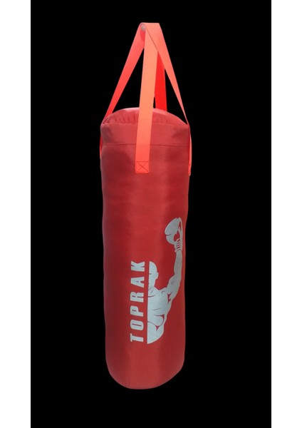 Bandaj ve Karabina Hediyeli Çocuk Boks Torbası 9-13 Yaş Için 60X22 cm Içi Dolu Toprak Sport