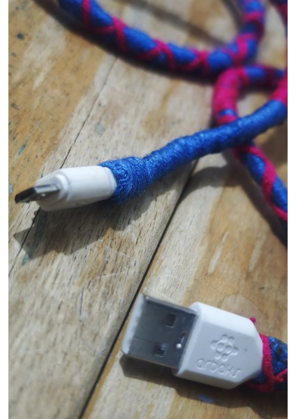 Gotik Tasarım Ip ile Örülmüş Type-B Micro USB Şarj Kablosu
