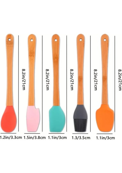 Ahşap Saplı Renkli Fırça, Kaşık,servis Kaşığı,spatula, Karıştırıcı Mutfak Seti modelleri