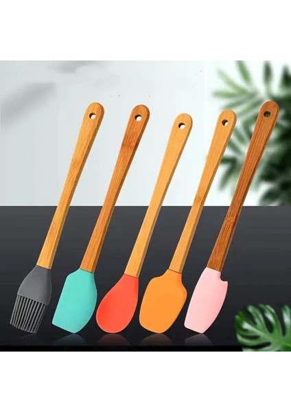 Ahşap Saplı Renkli Fırça, Kaşık,servis Kaşığı,spatula, Karıştırıcı Mutfak Seti indirimleri