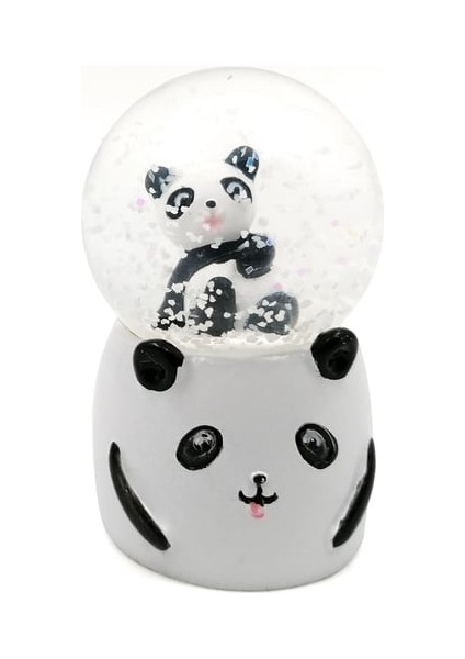 Sevimli Panda Kar Küresi & Kişiye Özel Melek Kanatlı Kolye Hediye Seti
