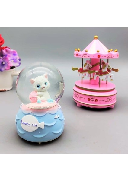 Sevimli Kedi Işıklı Müzikli Orta Boy Kar Küresi Atlı Karınca Müzik Kutusu fırsatları
