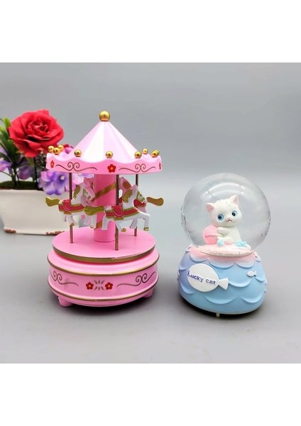 Sevimli Kedi Işıklı Müzikli Orta Boy Kar Küresi Atlı Karınca Müzik Kutusu indirimleri