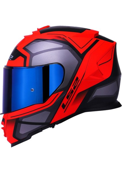 Storm 2 Faster Mat Kırmızı Kapalı Motosiklet Kaskı Mavi Camlı fiyatları