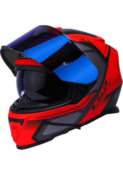 Storm 2 Faster Mat Kırmızı Kapalı Motosiklet Kaskı Mavi Camlı modelleri