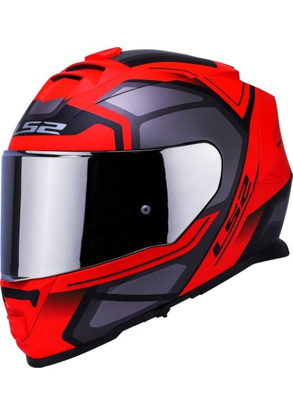 Storm 2 Faster Mat Kırmızı Kapalı Motosiklet Kaskı Gri Camlı