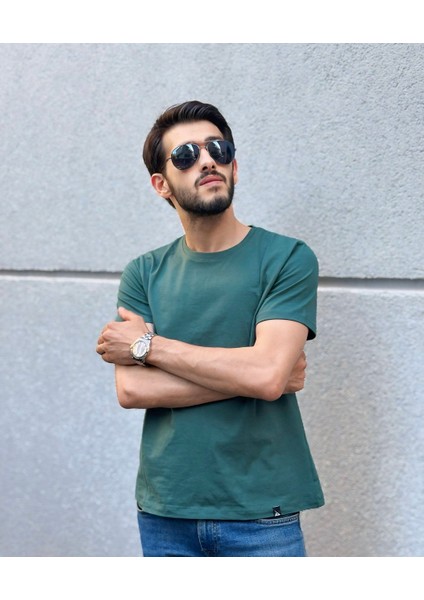 Erkek Bisiklet Yaka Tişört Regular Pamuk T-Shirt