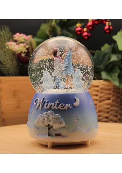 Kişiye Özel Winter Orta Boy Işıklı Müzikli Kar Küre