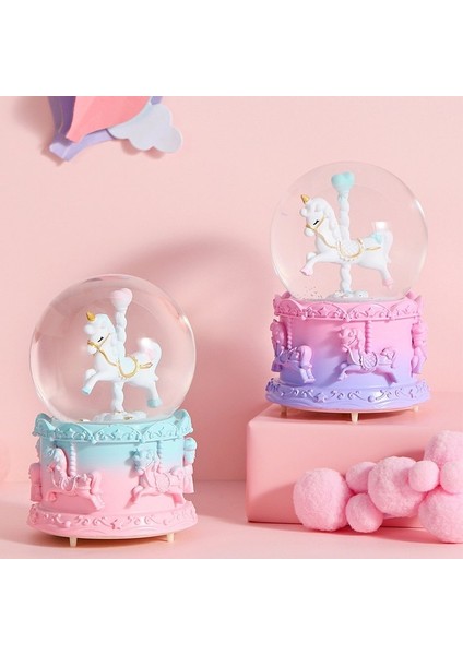 Atlı Karınca Unicorn Mini Işıklı Kar Küresi ve Müzik Kutusu