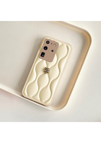 Samsung Galaxy S20 Ultra Uyumlu Kılıf Zebana Camellia Deri Kılıf Bej fiyatları