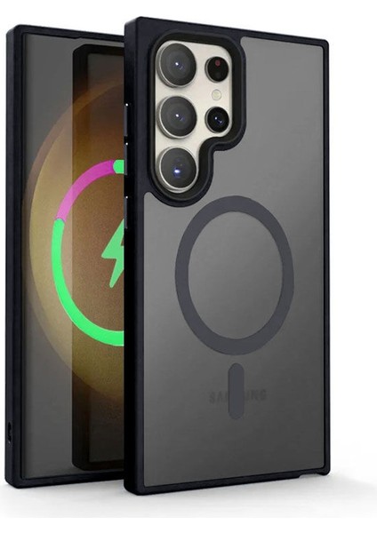 Samsung Galaxy S24 Ultra Uyumlu Kılıf Slim Luxury Silikon Kılıf (Kablosuz Şarj Destekli) Siyah