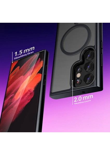 Samsung Galaxy S24 Ultra Uyumlu Kılıf Slim Luxury Silikon Kılıf (Kablosuz Şarj Destekli) Siyah modelleri