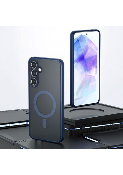 Samsung Galaxy S25 Uyumlu Kılıf Zebana Fros Silikon Kılıf (Kablosuz Şarj Destekli) Lacivert