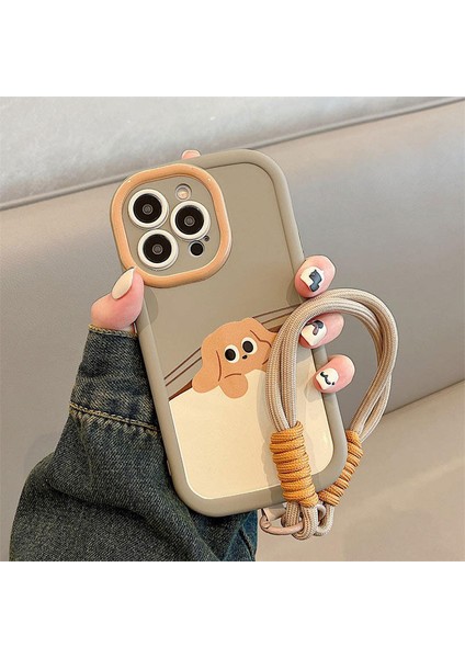Apple iPhone 13 Pro Max Uyumlu Kılıf Zebana El Bilekli Cat And Puppy Silikon Kılıf Bej