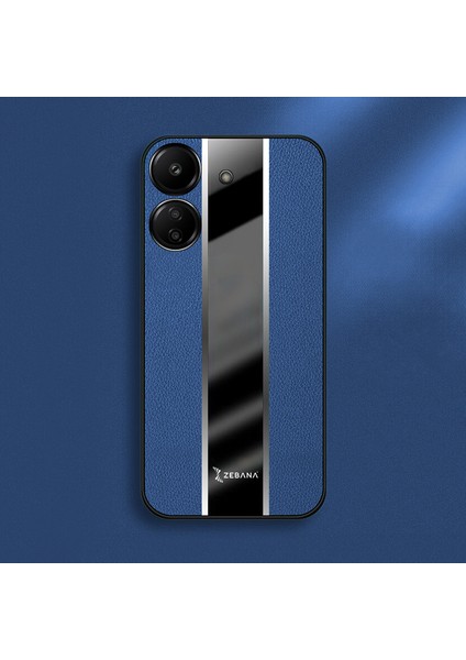 Xiaomi Poco C65 Uyumlu Kılıf Zebana Premium Deri Kılıf Mavi