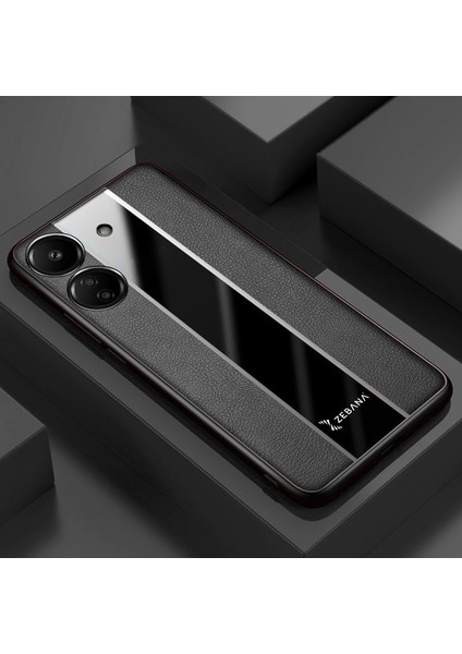 Xiaomi Poco C65 Uyumlu Kılıf Zebana Premium Deri Kılıf Siyah