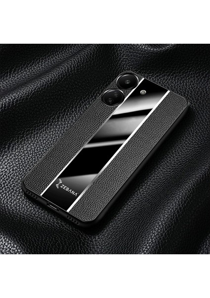 Xiaomi Poco C65 Uyumlu Kılıf Zebana Premium Deri Kılıf Siyah