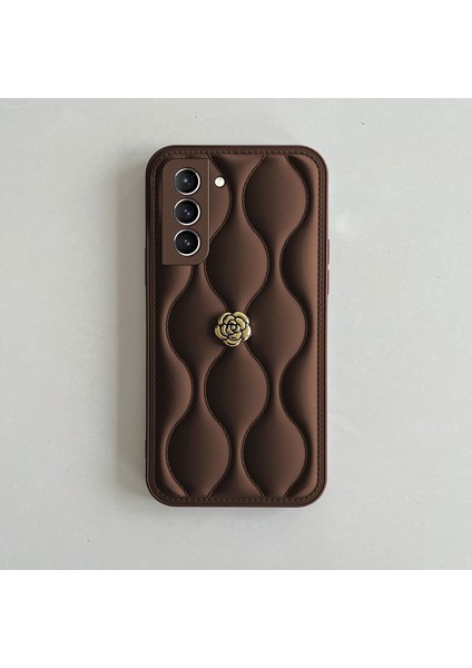 Samsung Galaxy S24 Fe Uyumlu Kılıf Camellia Deri Kılıf Kahverengi modelleri