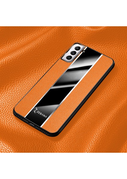 Samsung Galaxy S24 Uyumlu Kılıf Zebana Premium Deri Kılıf Turuncu modelleri