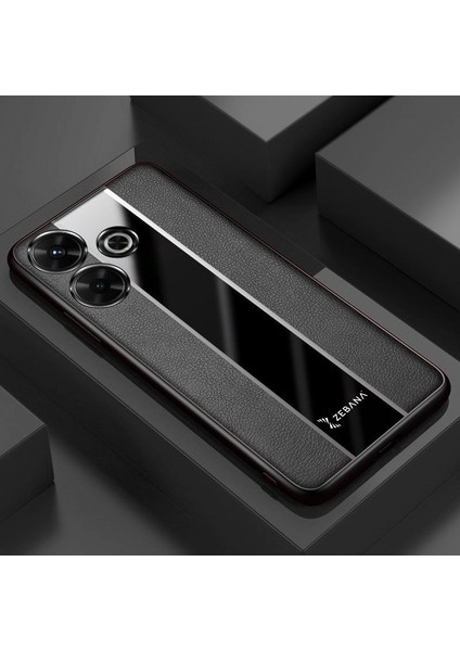 Xiaomi Redmi 13 Uyumlu Kılıf Zebana Premium Deri Kılıf Siyah