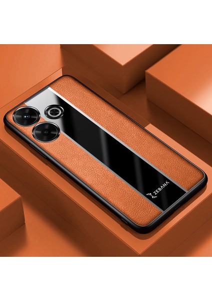 Xiaomi Redmi 13 Uyumlu Kılıf Zebana Premium Deri Kılıf Kahverengi
