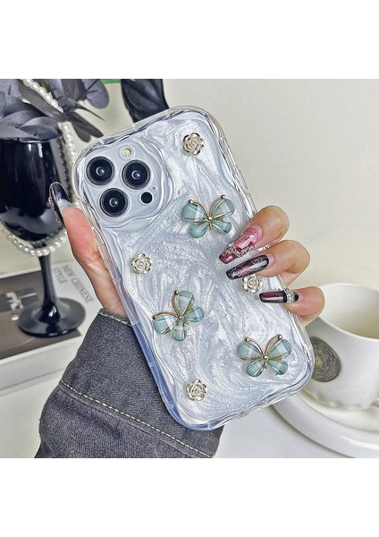 Apple iPhone 15 Pro Uyumlu Kılıf Zebana Floral Silikon Kılıf Yeşil