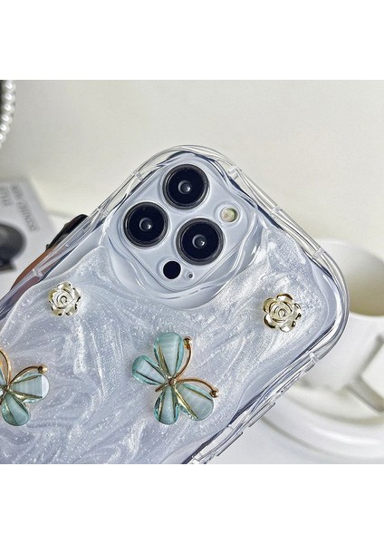 Apple iPhone 15 Pro Uyumlu Kılıf Zebana Floral Silikon Kılıf Yeşil modelleri